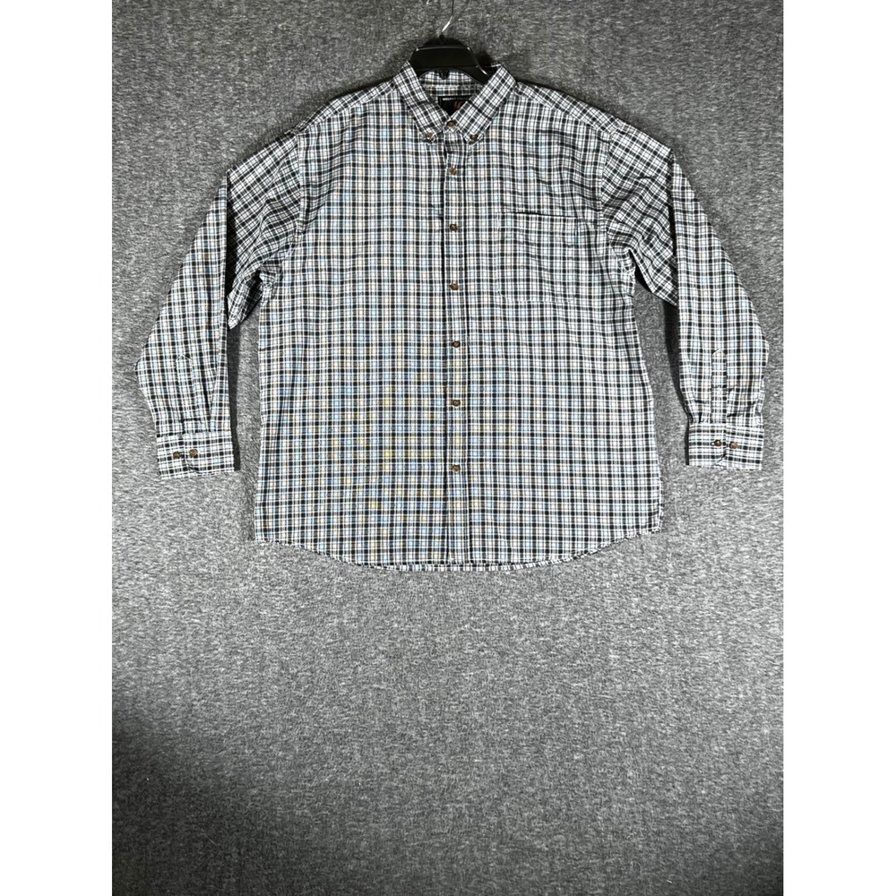 Walnut Creek Mens XL Plaid Button Down Shirt Long Sleeve Black White Blue Check